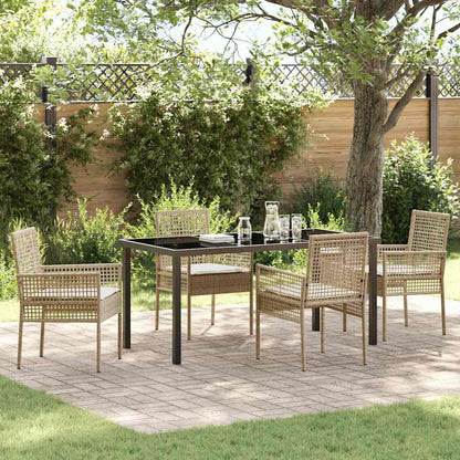 Set da Pranzo per Giardino con cuscino 5 pcs Beige Poly Rattan - homemem39