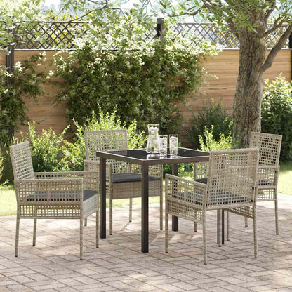 Set da Pranzo per Giardino 5 pcs Grigio chiaro Poly Rattan - homemem39