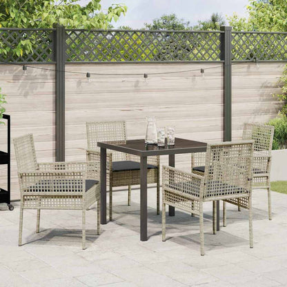 Set da Pranzo per Giardino 5 pcs Grigio chiaro Poly Rattan - homemem39