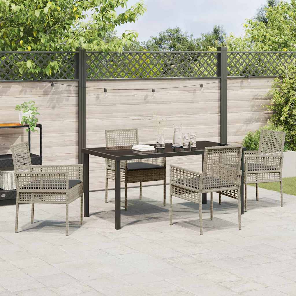 Set da Pranzo per Giardino 5 pcs Grigio chiaro Poly Rattan - homemem39