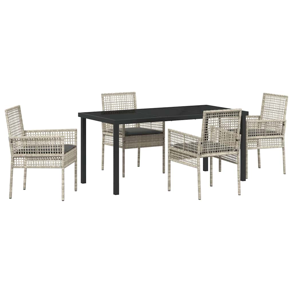 Set da Pranzo per Giardino 5 pcs Grigio chiaro Poly Rattan - homemem39