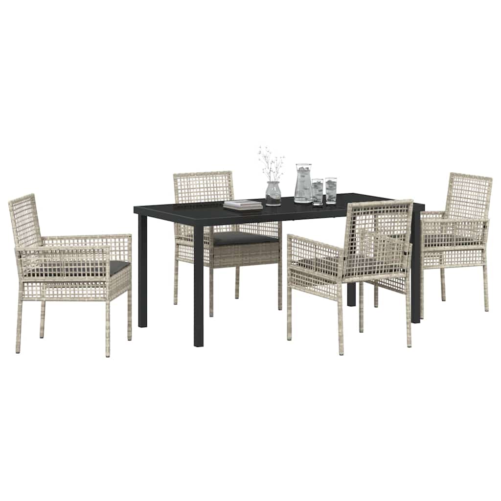 Set da Pranzo per Giardino 5 pcs Grigio chiaro Poly Rattan - homemem39