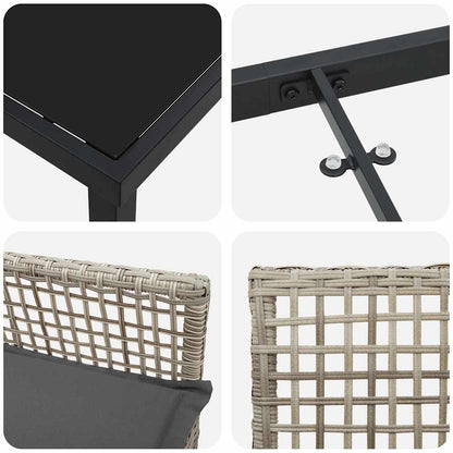 Set da Pranzo per Giardino 7 pcs Grigio chiaro Poly Rattan - homemem39