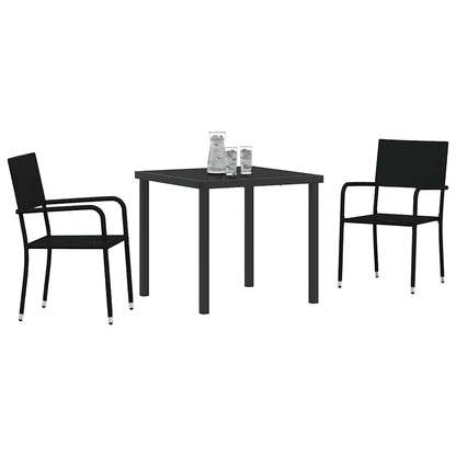 Set da Pranzo per Giardino 3 pcs Nero Poly Rattan - homemem39