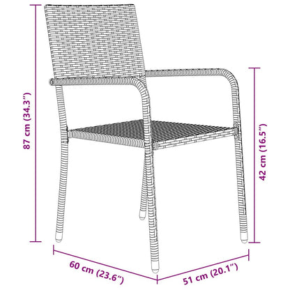 Set da Pranzo per Giardino 3 pcs Nero Poly Rattan - homemem39