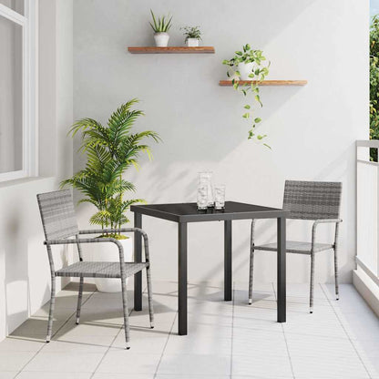 Set da Pranzo per Giardino 3 pcs Grigio Poly Rattan - homemem39