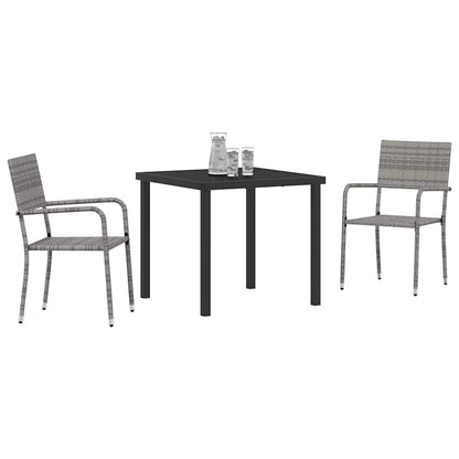 Set da Pranzo per Giardino 3 pcs Grigio Poly Rattan - homemem39