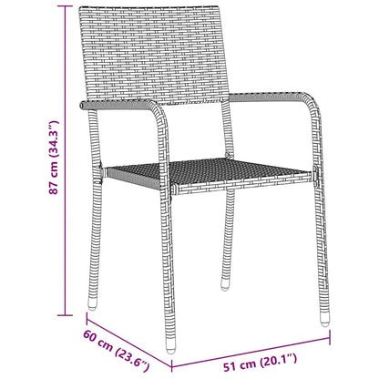 Set da Pranzo per Giardino con cuscino 3 pcs Grigio polyrattan | homemem39