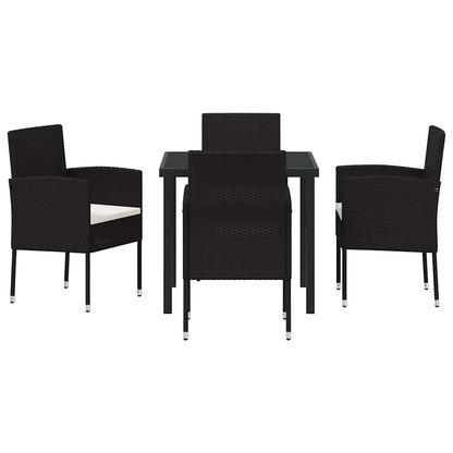 Set da Pranzo per Giardino con cuscino 5 pcs Nero Poly Rattan - homemem39