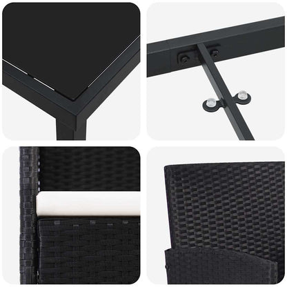 Set da Pranzo per Giardino con cuscino 5 pcs Nero Poly Rattan - homemem39