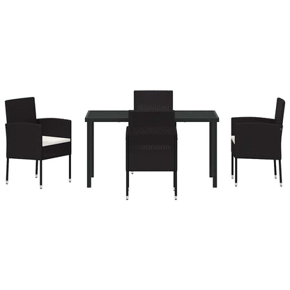 Set da Pranzo per Giardino con cuscino 5 pcs Nero Poly Rattan - homemem39