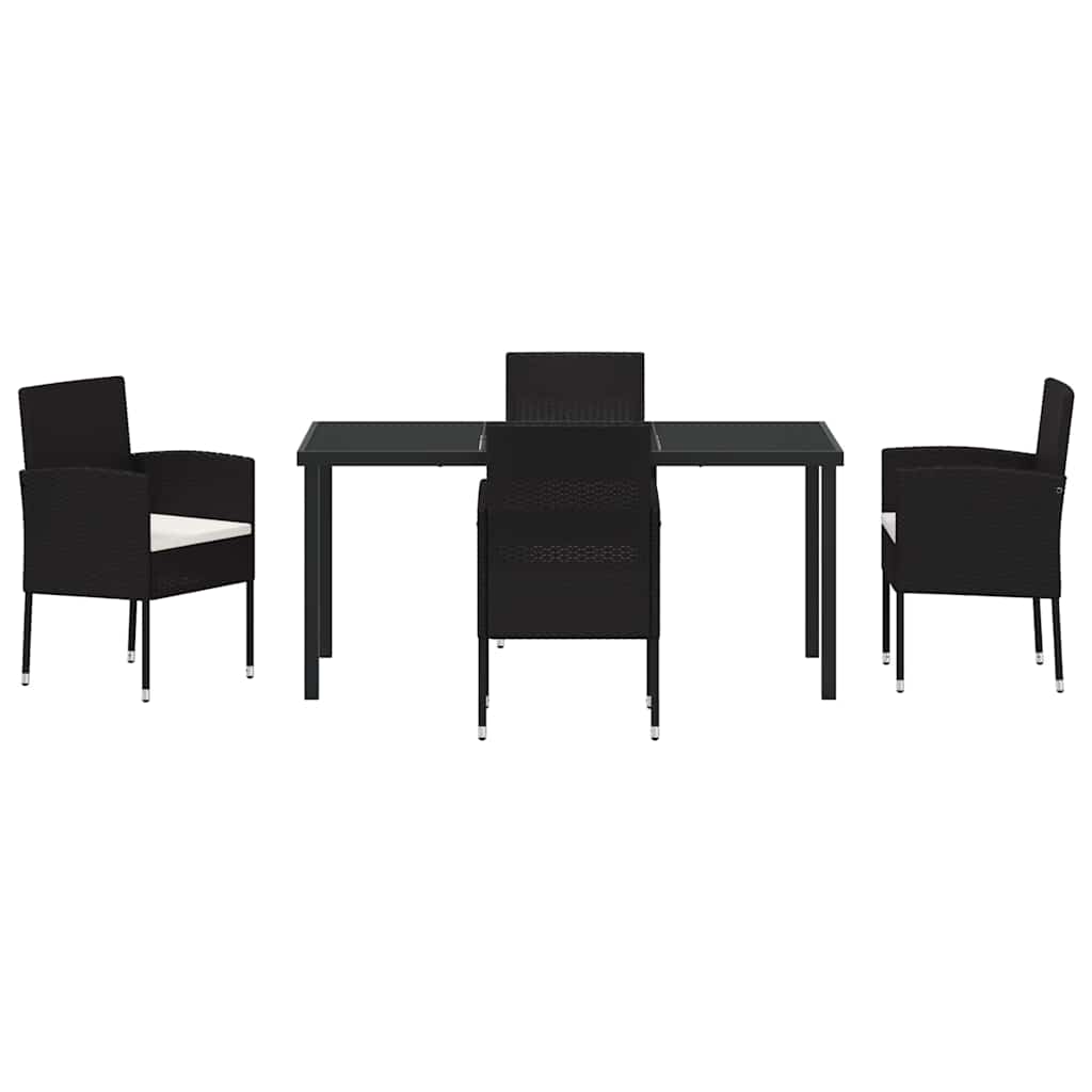Set da Pranzo per Giardino con cuscino 5 pcs Nero Poly Rattan - homemem39