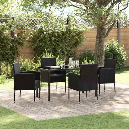 Set da Pranzo per Giardino con cuscino 5 pcs Nero Poly Rattan - homemem39