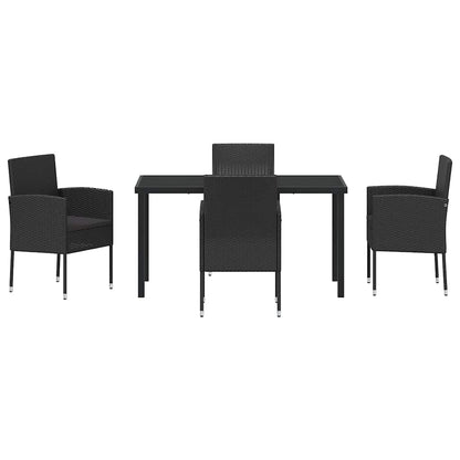 Set da Pranzo per Giardino con cuscino 5 pcs Nero Poly Rattan - homemem39