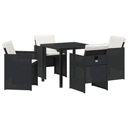 Set da Pranzo per Giardino con cuscino 5 pcs Nero Poly Rattan - homemem39