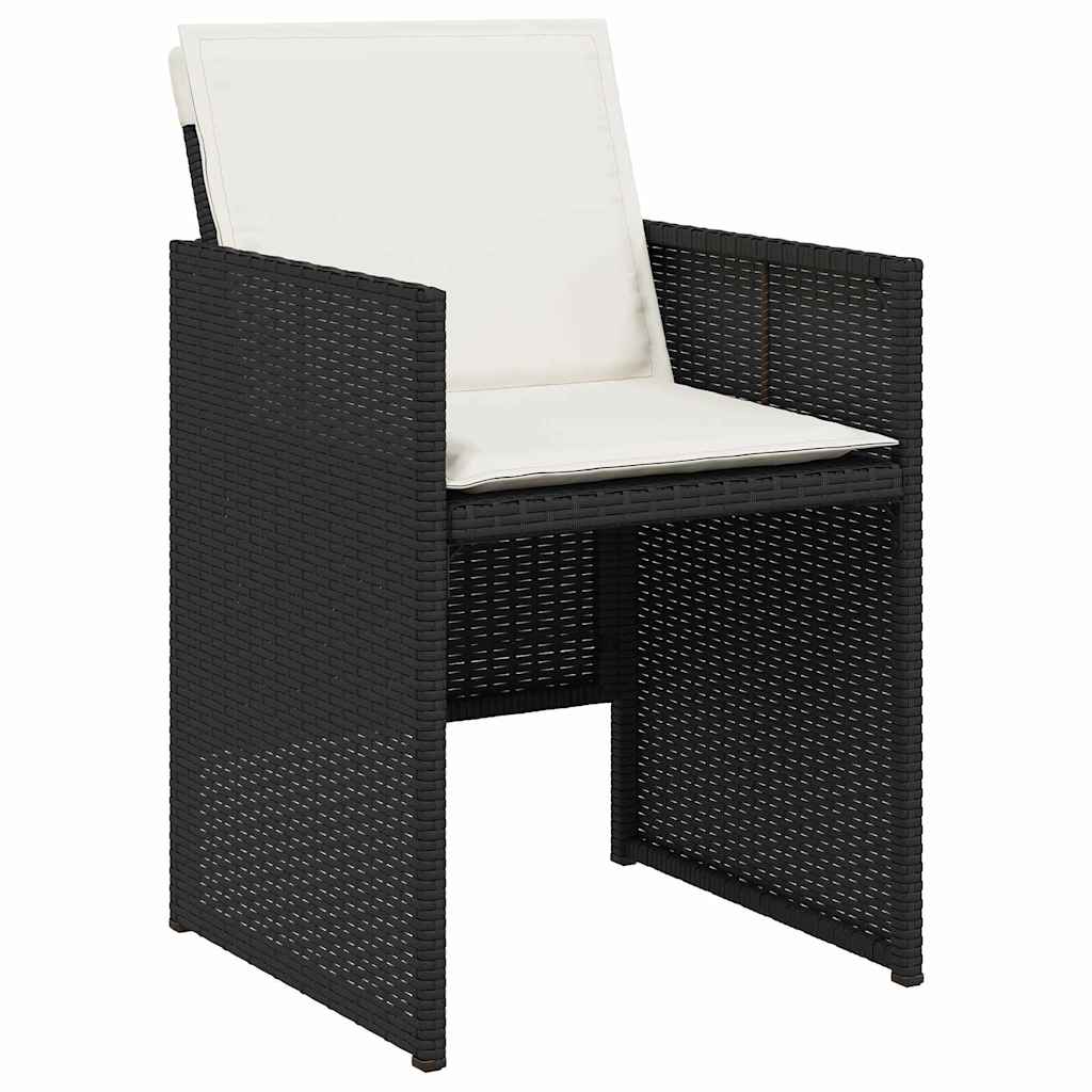Set da Pranzo per Giardino con cuscino 5 pcs Nero Poly Rattan - homemem39