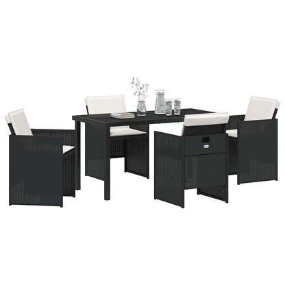 Set da Pranzo per Giardino con cuscino 5 pcs Nero Poly Rattan - homemem39