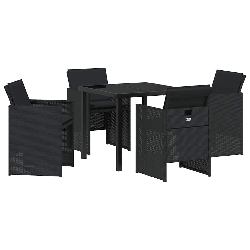 Set da Pranzo per Giardino con cuscino 5 pcs Nero Poly Rattan - homemem39