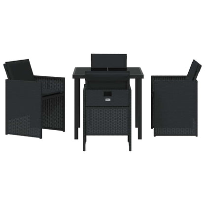 Set da Pranzo per Giardino con cuscino 5 pcs Nero Poly Rattan - homemem39