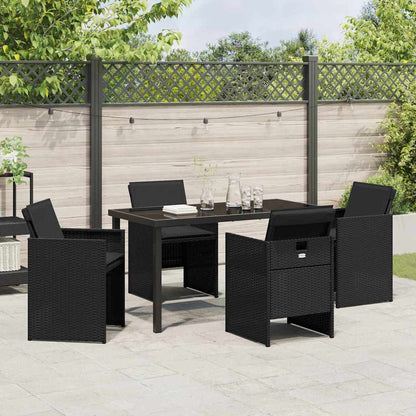 Set da Pranzo per Giardino con cuscino 5 pcs Nero Poly Rattan - homemem39