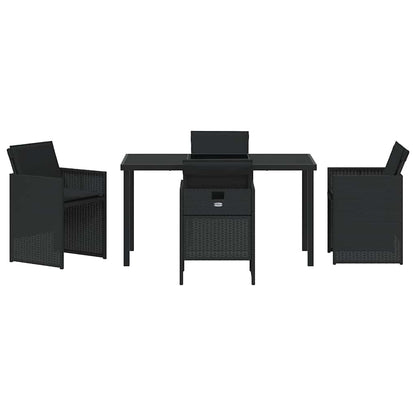Set da Pranzo per Giardino con cuscino 5 pcs Nero Poly Rattan - homemem39