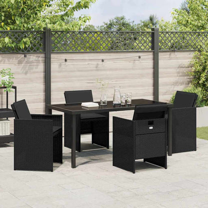 Set da Pranzo per Giardino con cuscino 5 pcs Nero Poly Rattan - homemem39