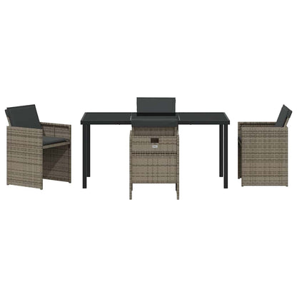Set da Pranzo per Giardino con cuscino 5 pcs Grigio Poly Rattan - homemem39