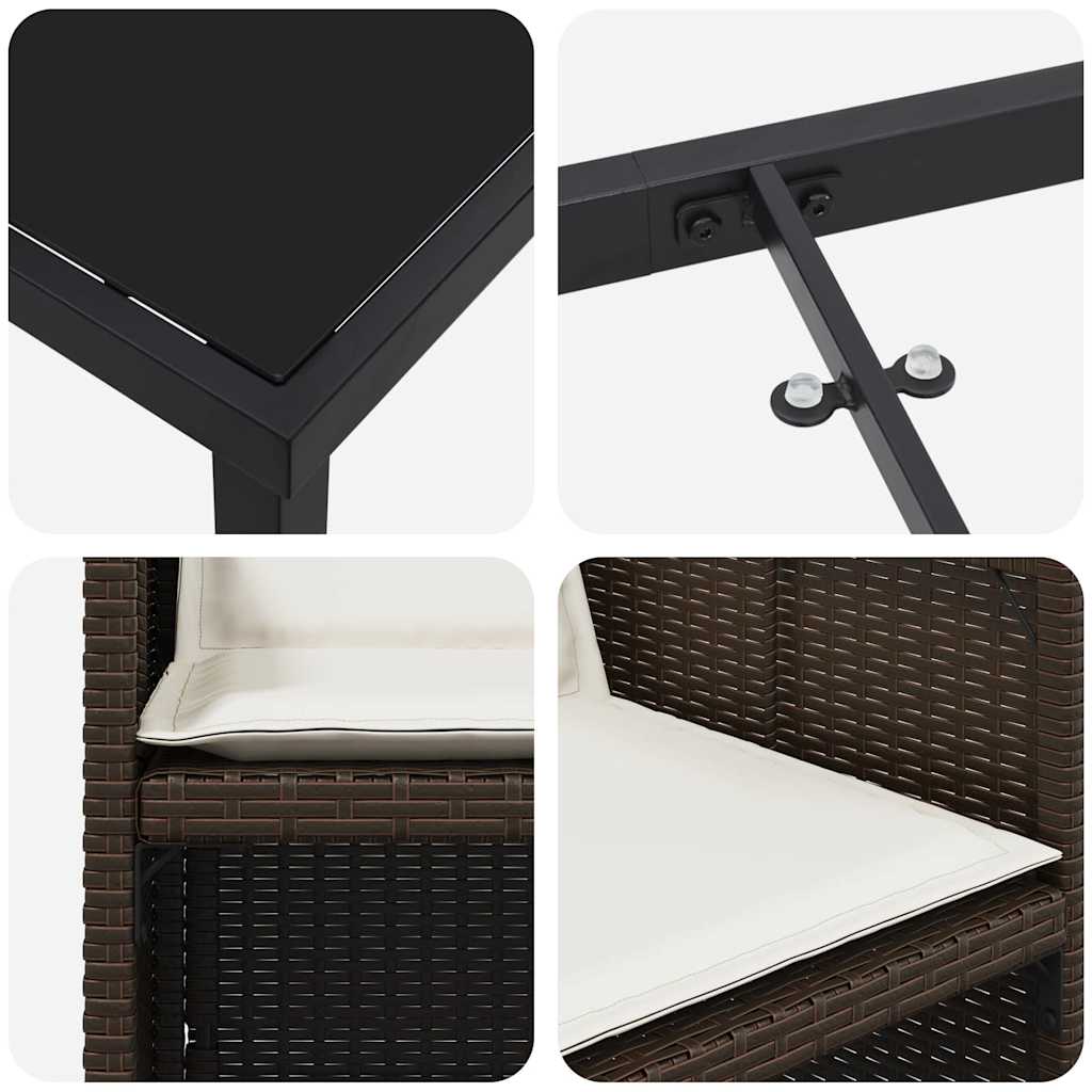 Set da Pranzo per Giardino 5 pcs Marrone Poly Rattan - homemem39