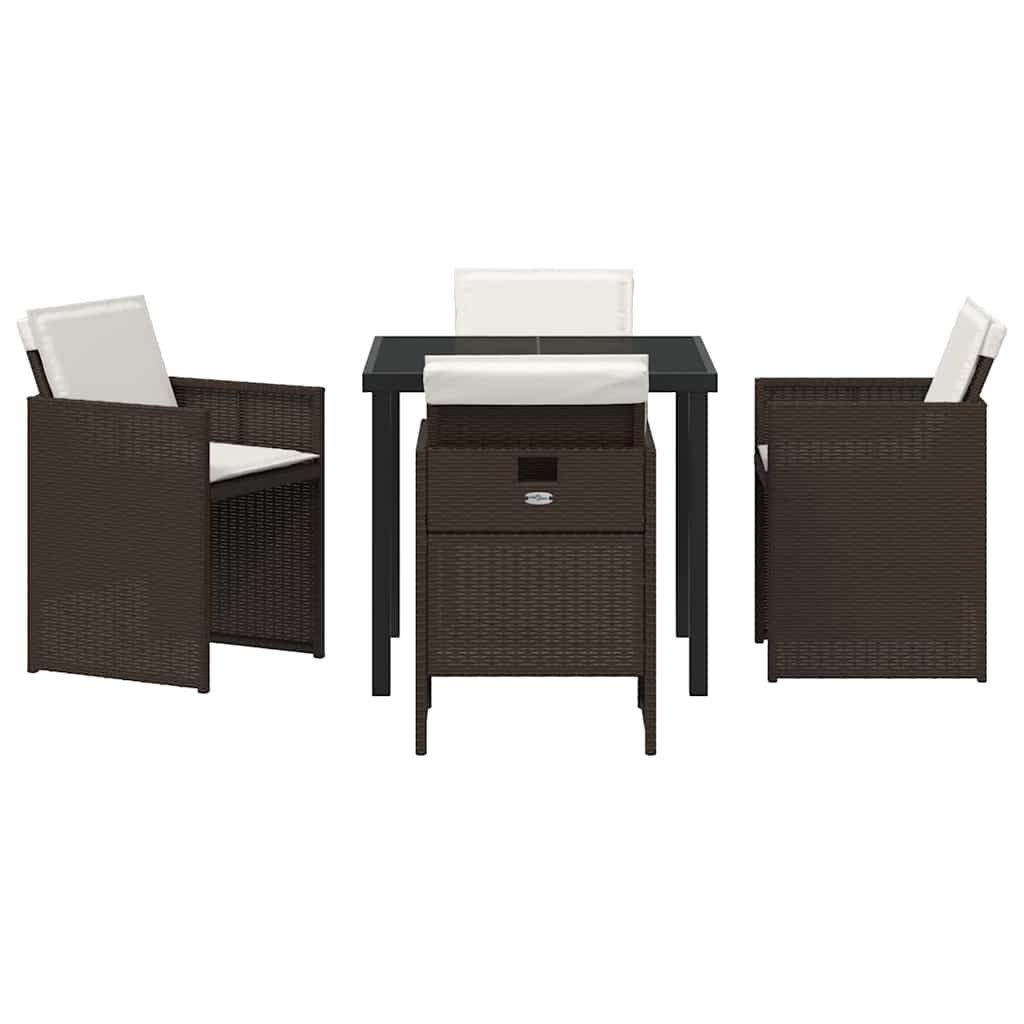 Set da Pranzo per Giardino 5 pcs Marrone Poly Rattan - homemem39