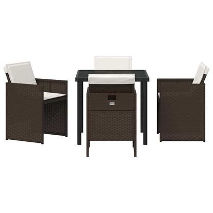 Set da Pranzo per Giardino 5 pcs Marrone Poly Rattan - homemem39