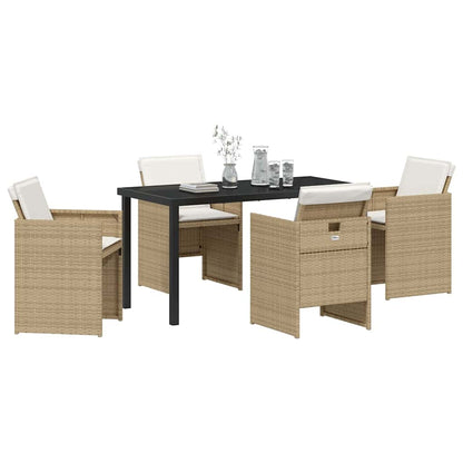 Set da Pranzo per Giardino con cuscino 5 pcs Beige Poly Rattan - homemem39