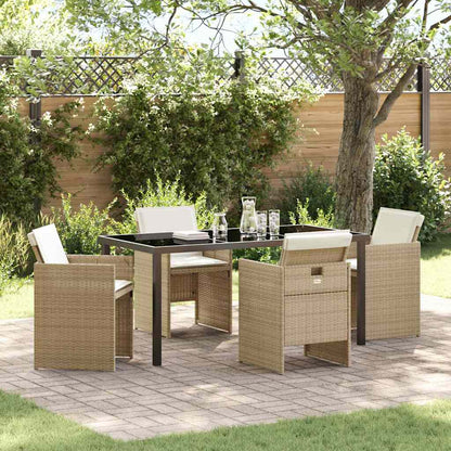 Set da Pranzo per Giardino con cuscino 5 pcs Beige Poly Rattan - homemem39