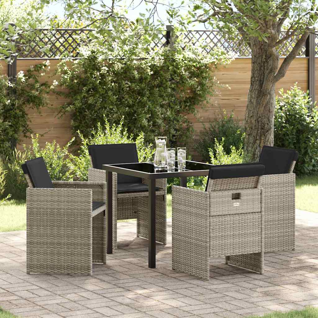 Set da Pranzo per Giardino 5 pcs Grigio chiaro Poly Rattan - homemem39