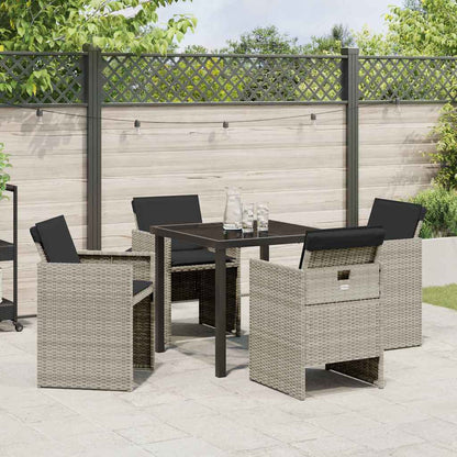 Set da Pranzo per Giardino 5 pcs Grigio chiaro Poly Rattan - homemem39