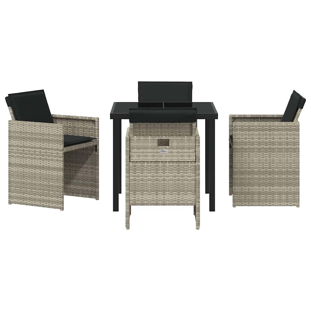 Set da Pranzo per Giardino 5 pcs Grigio chiaro Poly Rattan - homemem39