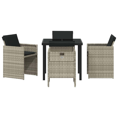 Set da Pranzo per Giardino 5 pcs Grigio chiaro Poly Rattan - homemem39