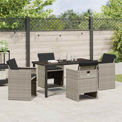 Set da Pranzo per Giardino 5 pcs Grigio chiaro Poly Rattan - homemem39
