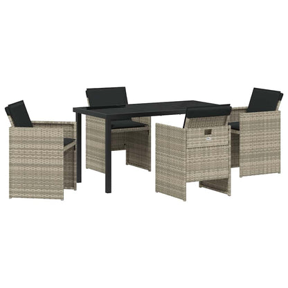 Set da Pranzo per Giardino 5 pcs Grigio chiaro Poly Rattan - homemem39