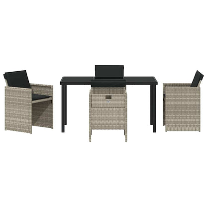 Set da Pranzo per Giardino 5 pcs Grigio chiaro Poly Rattan - homemem39
