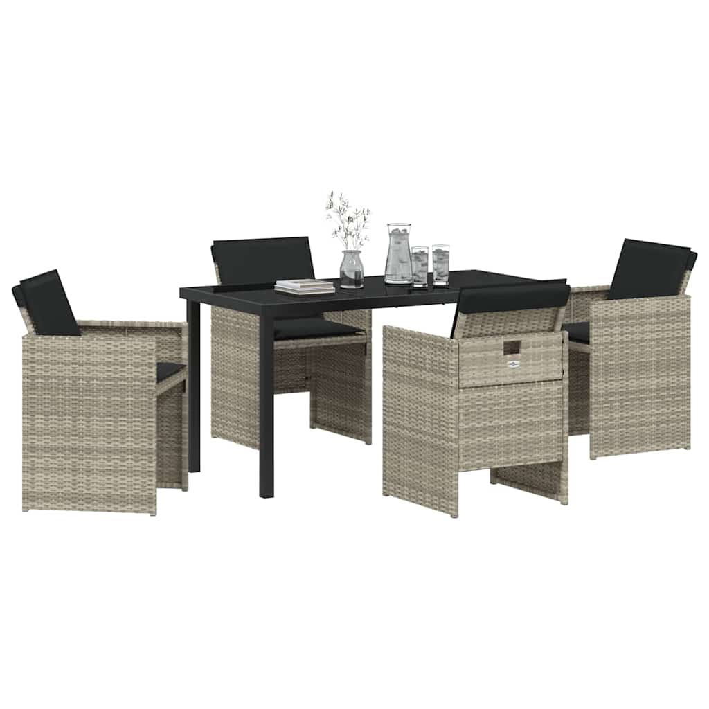 Set da Pranzo per Giardino 5 pcs Grigio chiaro Poly Rattan - homemem39