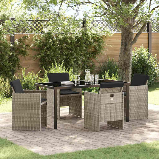 Set da Pranzo per Giardino 5 pcs Grigio chiaro Poly Rattan - homemem39