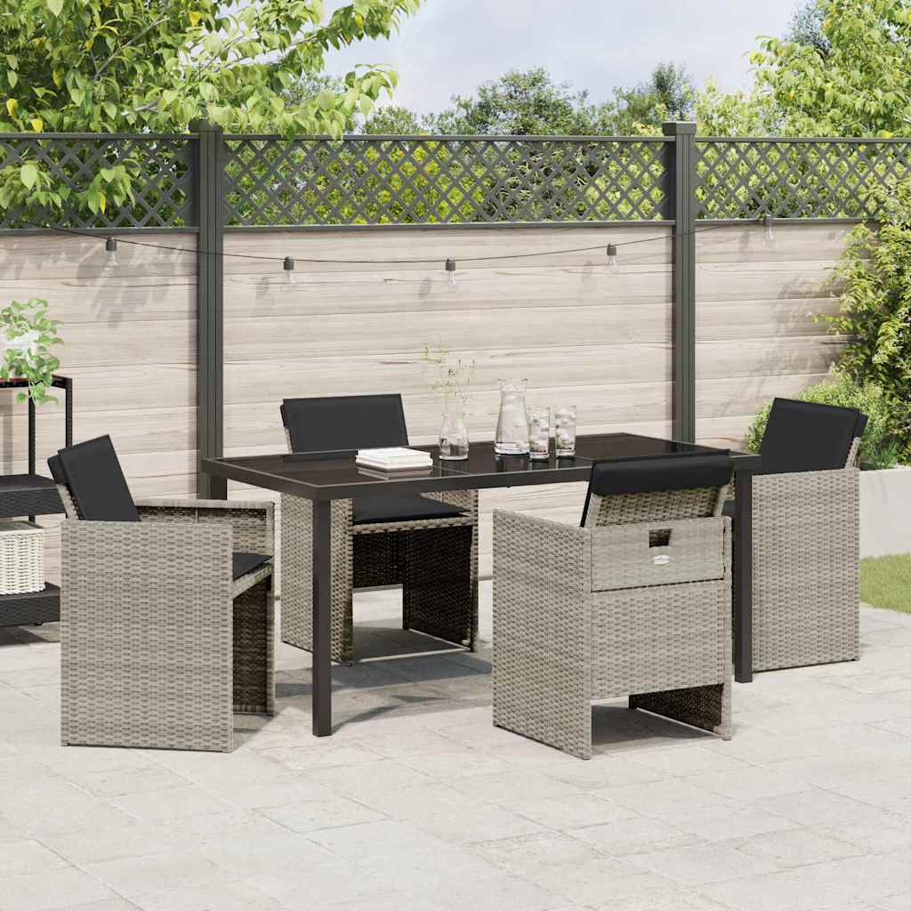 Set da Pranzo per Giardino 5 pcs Grigio chiaro Poly Rattan - homemem39