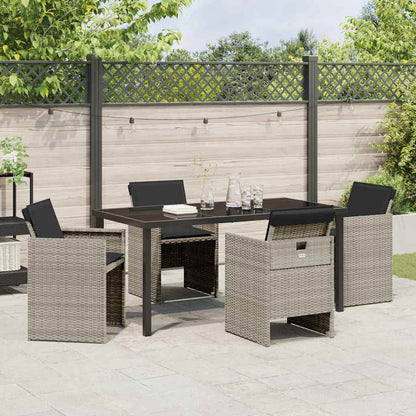 Set da Pranzo per Giardino 5 pcs Grigio chiaro Poly Rattan - homemem39