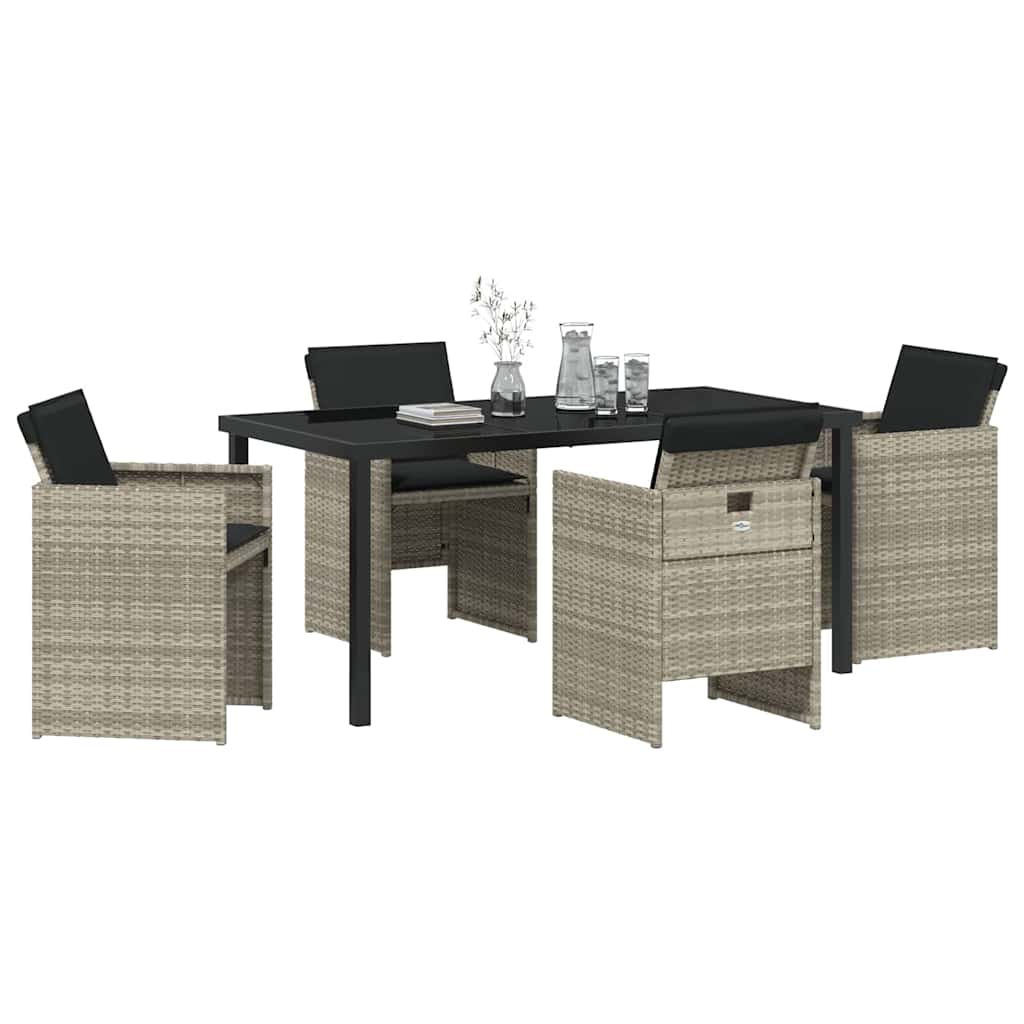 Set da Pranzo per Giardino 5 pcs Grigio chiaro Poly Rattan - homemem39