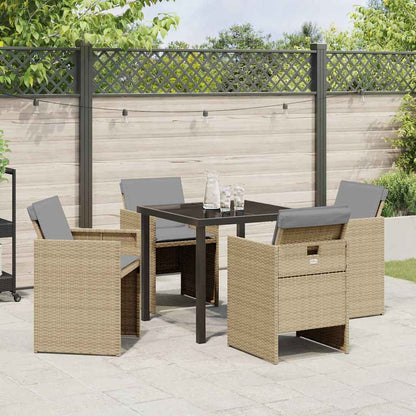 Set da Pranzo per Giardino con cuscino 5 pcs Beige Poly Rattan - homemem39