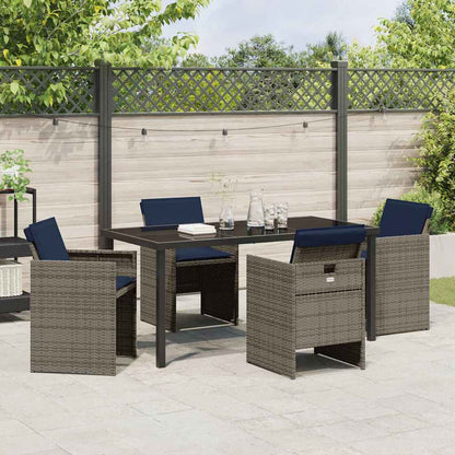Set da Pranzo per Giardino con cuscino 5 pcs Grigio Poly Rattan - homemem39