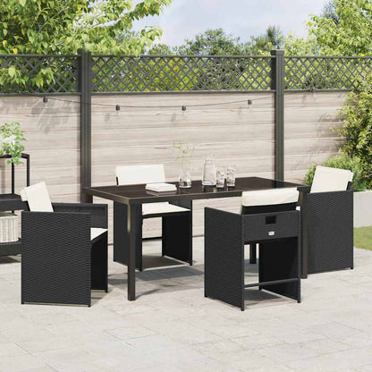 Set da Pranzo per Giardino con cuscino 5 pcs Nero Poly Rattan - homemem39