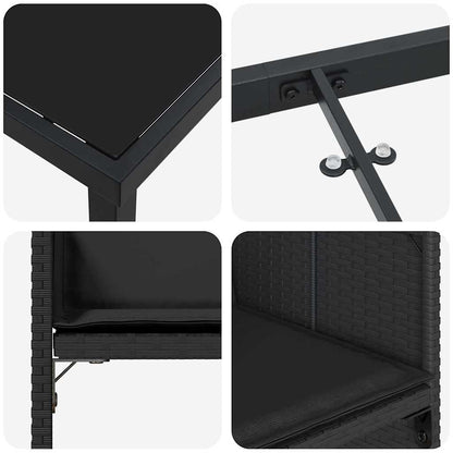 Set da Pranzo per Giardino con cuscino 5 pcs Nero Poly Rattan - homemem39