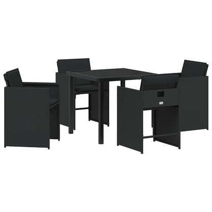 Set da Pranzo per Giardino con cuscino 5 pcs Nero Poly Rattan - homemem39