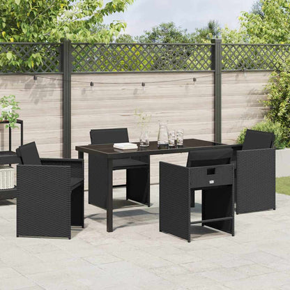 Set da Pranzo per Giardino con cuscino 5 pcs Nero Poly Rattan - homemem39